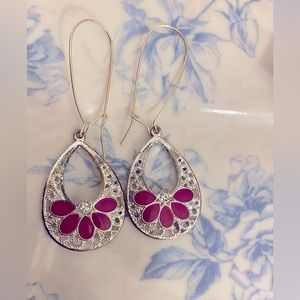 Handmade earrings with nickel free wires and repurposed old jewelry silver tone